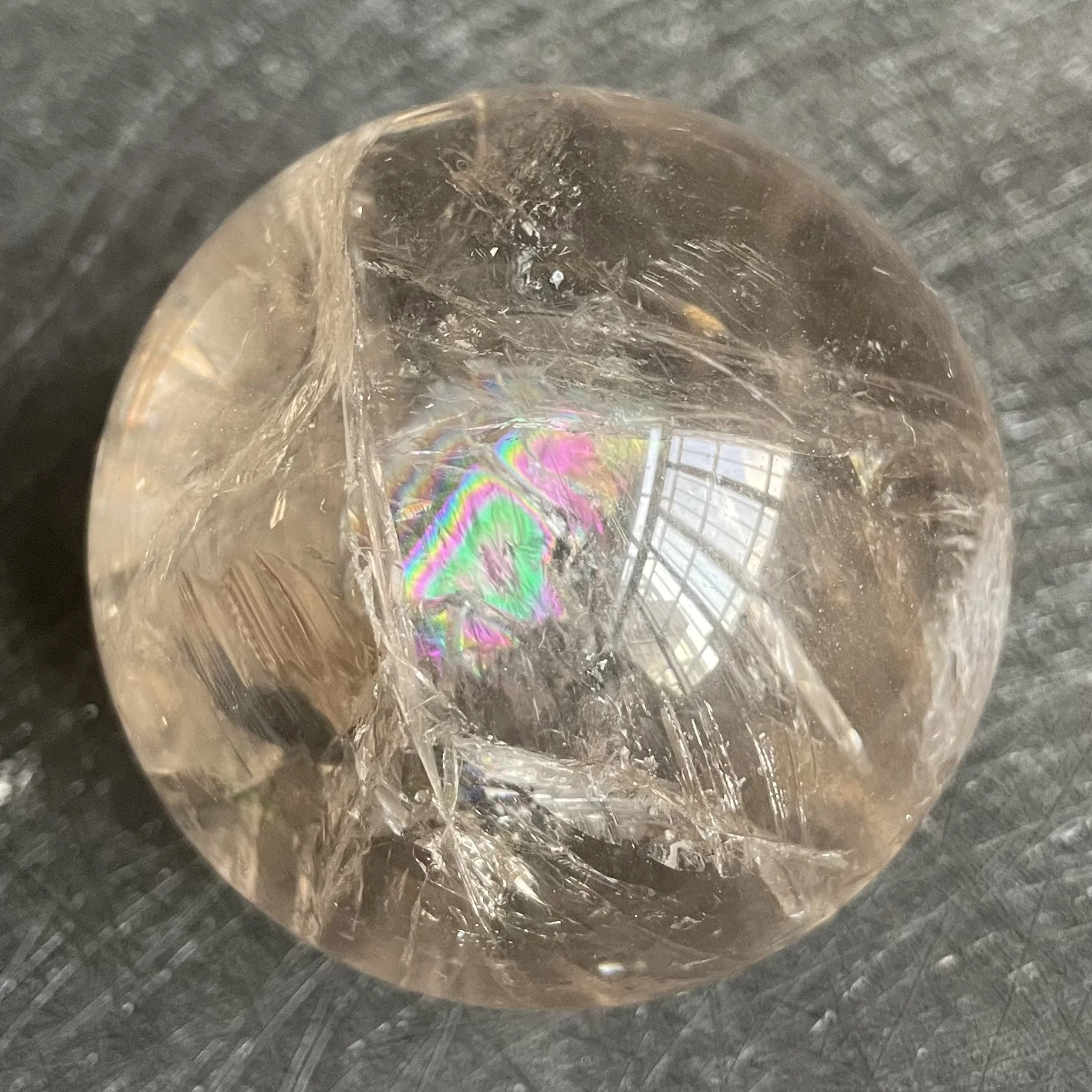 

317 г натуральный камень, прозрачный кварцевый хрустальный шар, радужная Сфера, полированный камень, восстанавливающий Исцеление Рейки