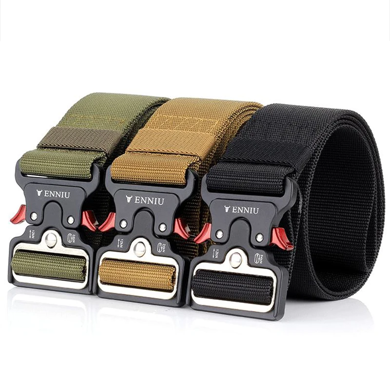 125cm Male Army Belt Widened The New Tactical Belt Outdoor Training Hunting Nylon Waist Belts Release Quickly Metal Buckle 2023