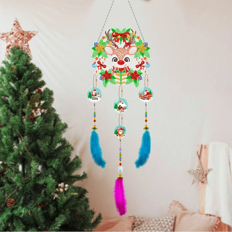 

New Diamond Painting Dreamcatcher DIY Handmade Feather Ornaments Bedroom Decoration Wind Chimes Gift Essential Wholesale