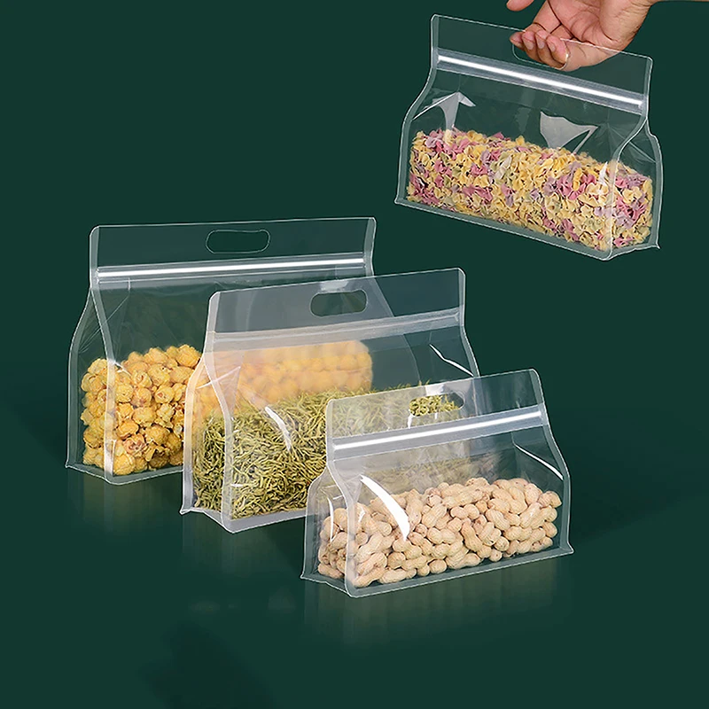 

5Pcs Reusable PEVA Food Bag Freezer Stand Up Food Storage Bag Silicone Bag Leakproof Top Kitchen Organizer Fresh Shut Bags