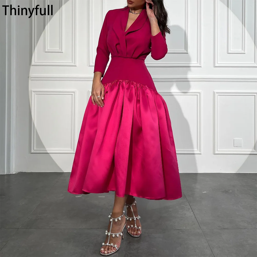 

Женское вечернее платье-миди Thinyfull, ТРАПЕЦИЕВИДНОЕ ПЛАТЬЕ из Саудовской Аравии с V-образным вырезом и длинными рукавами, официальное платье, вечерние платья Дубая для выпускного вечера