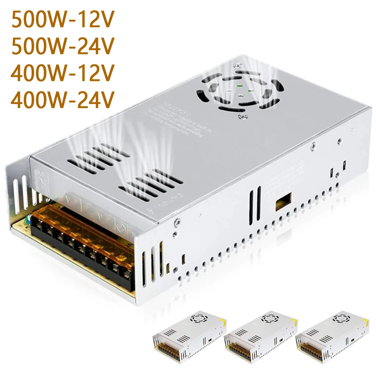 

DC Power Voltage Converter 24V 500W Switching Power Supply with Cooling Fan LED Lighting Transformer for Protections Light