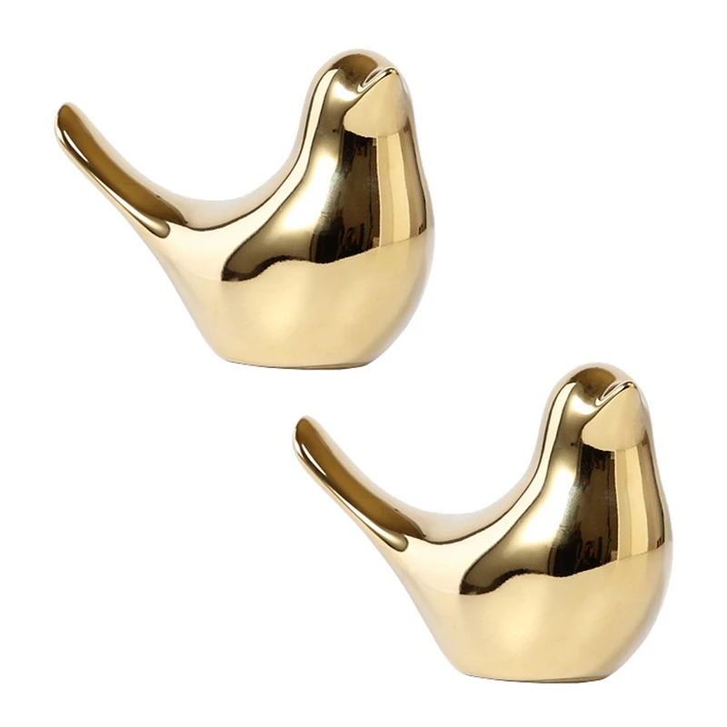 

2 шт., современные керамические статуи птиц, золотистые фигурки птиц