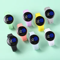 new korean round touch bracelet watch student led electronic watch fashion childrens plastic swimming waterproof watch