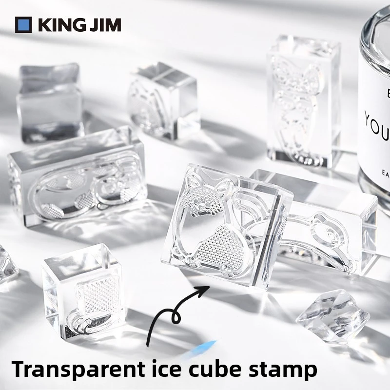 Фото Японская печать Kingjim, прозрачная печать со льдом, студенческая печать для ручного счета, милый узор, сделай сам, производство, декоративная книга, канцелярские принадлежности №1