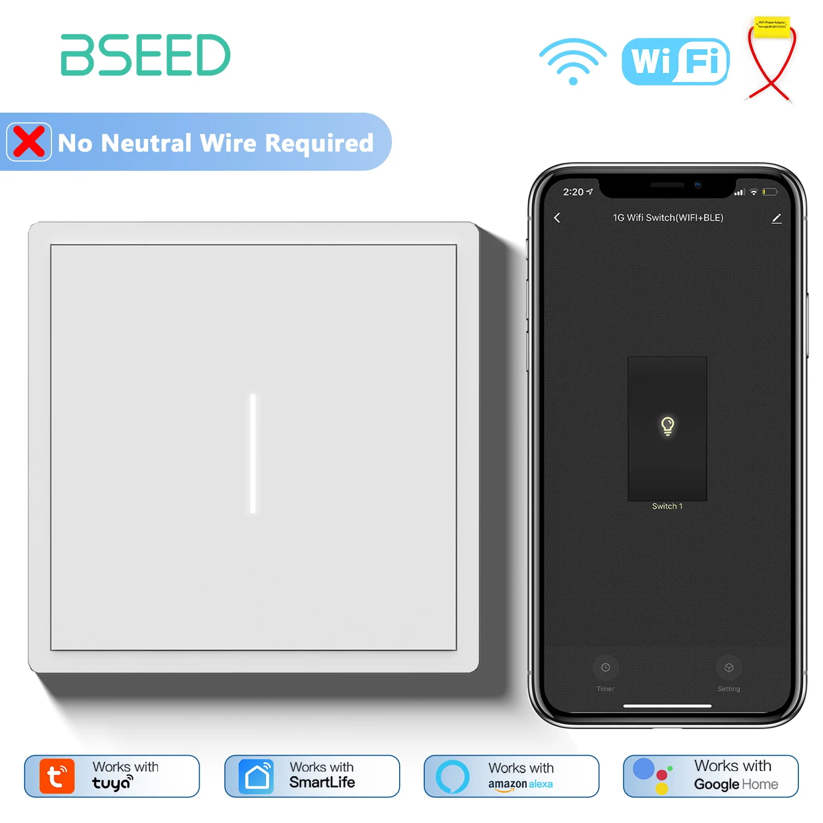 

BSEED Умный выключатель света Wi-Fi