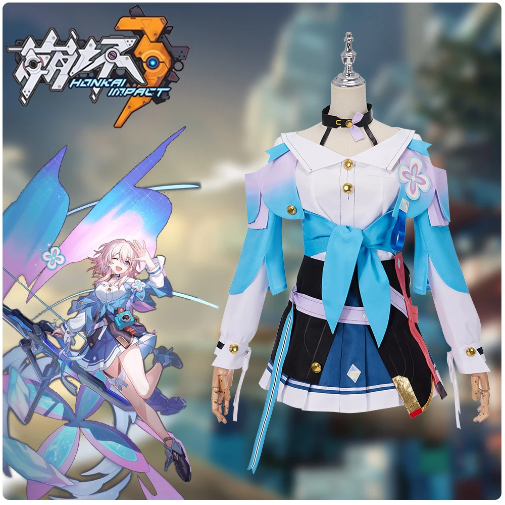 

Game Honkai Star Rail 7th March Cosplay Costume Outfits for Women Girl Dress Blue Kimono Accessory Bunny Ears Halloween Carnival