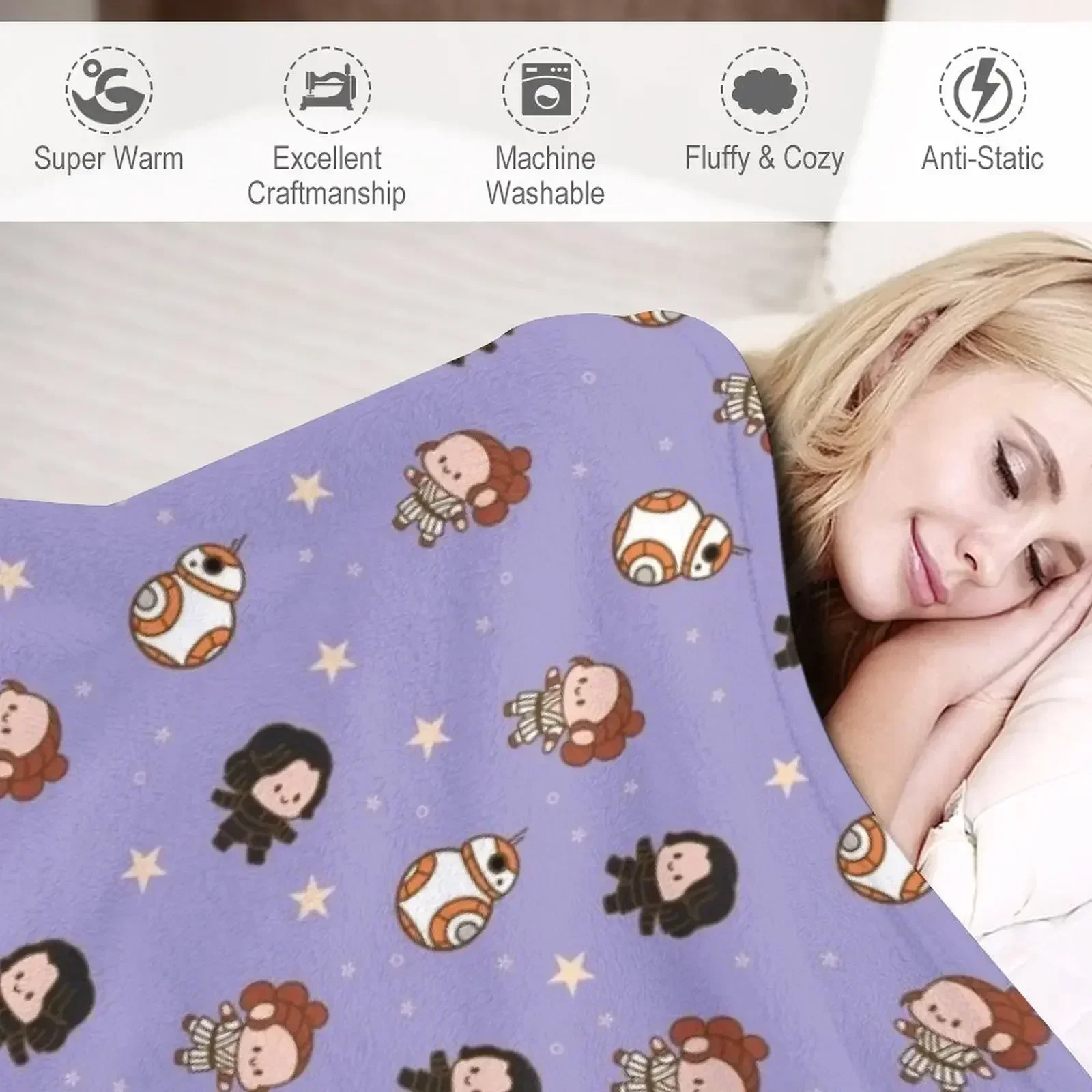 Reylo Adventure - Purple Throw Blanket warm for winter Plaid Decorative Sofas Blankets