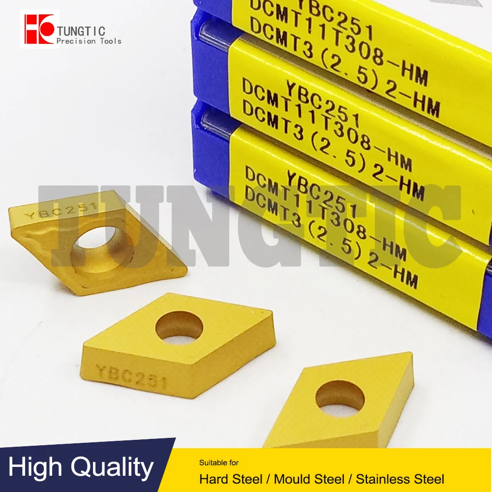 

DCMT11T308-HM YBC251 Milling Cutter CNC Tools Lathe Machining Tools Lathe Cutting Tool Metal Turning Tools Inserts DCMT 11T308