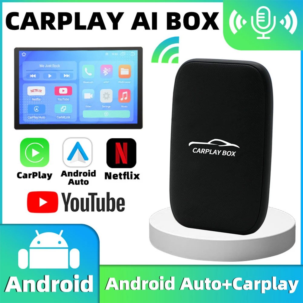 

CarPlay Box Wired to Wireless CarPlay Android Auto Car Ai Box Plug And Play BT WiFi For Netflix YouTube Multimedia Video Player