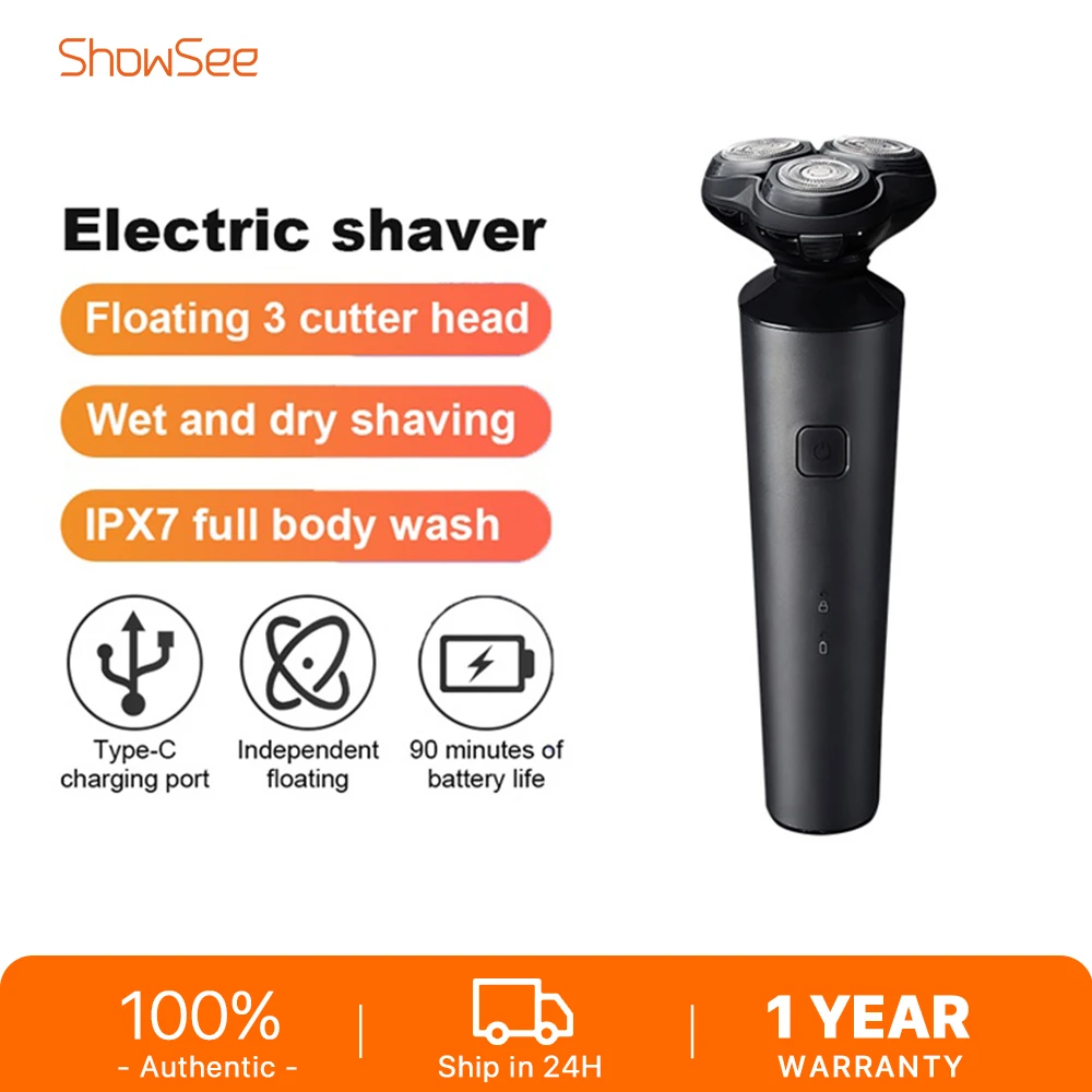 Triple Floating Blades Waterproof Low Noise Shaving Razor F303-bk F305-gy