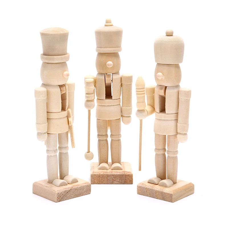 

Nutcracker Soldier Puppet White Embryo Walnut Nutcracker Doll DIY Wood Craft Art Set