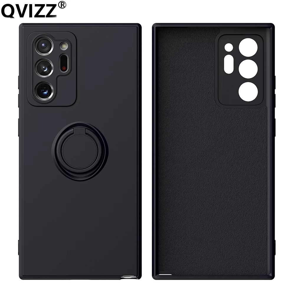 

Liquid Silicone Case For Samsung Note 20 Ultra Soft Car Ring Holder Luxury Shockproof Phone Cover Galaxy Note 10 Plus Note 9 8