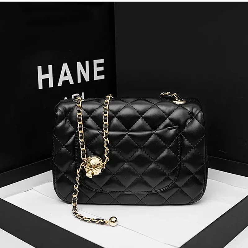 2024 новая женская сумка на цепочке с четырьмя листами клевера и аргайлом твидовый