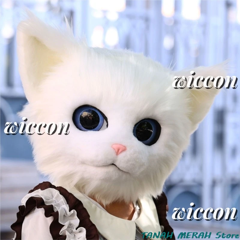 Косплей Костюм Аниме Персидский Кот Меховой Голова Пушистая Маска Комплект