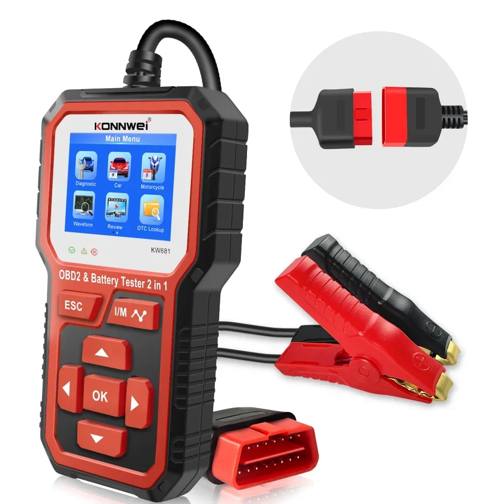 KONNWEI KW681 6 В 12 автомобильный мотоциклетный аккумуляторный тестер Obd 2