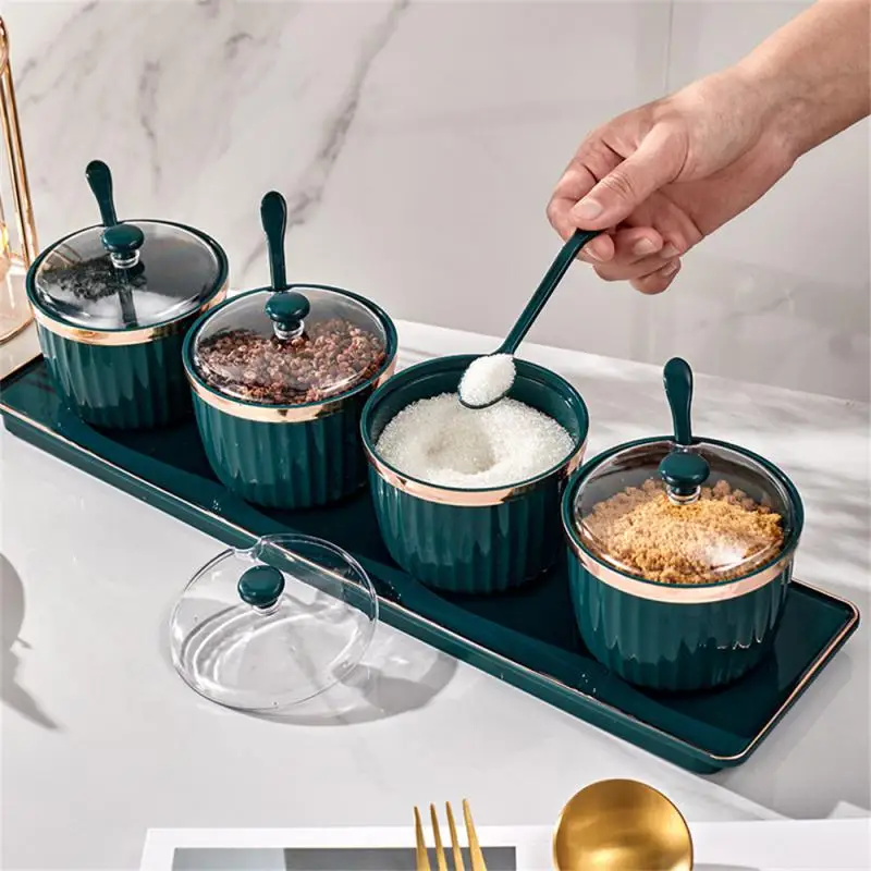 Condiment Salt Container Sesame Bottle With Lid Seasoning Box Pepper Sugar Bowl Spice Shaker Storage Jars Kitchen Gadget