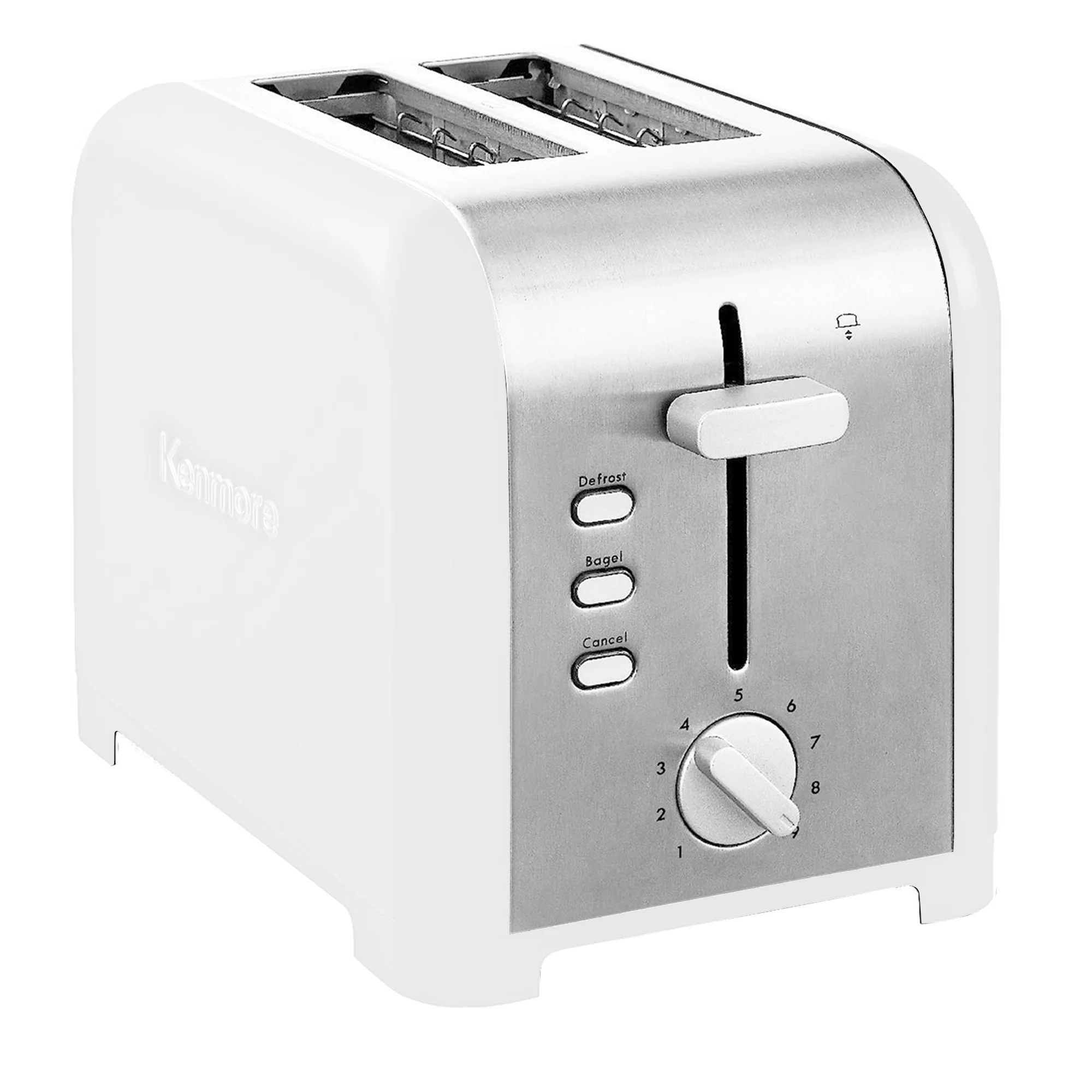 

2-Slice Toaster, Stainless Steel, White and Silver, with Extra Wide Slots