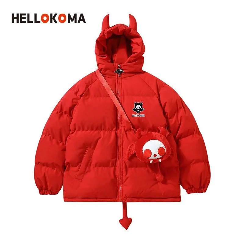 

Devil cotton clothing winter loose tide high street flight suit Japanese college style cotton jacket men and women winter