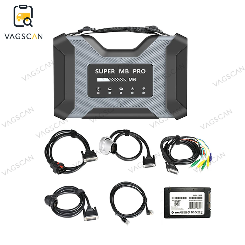 

2022 for SUPER MB PRO M6 Wireless Star Diagnosis Tool with Multiplexer（Lan Cable + OBD2 16pin Main Test Cable）