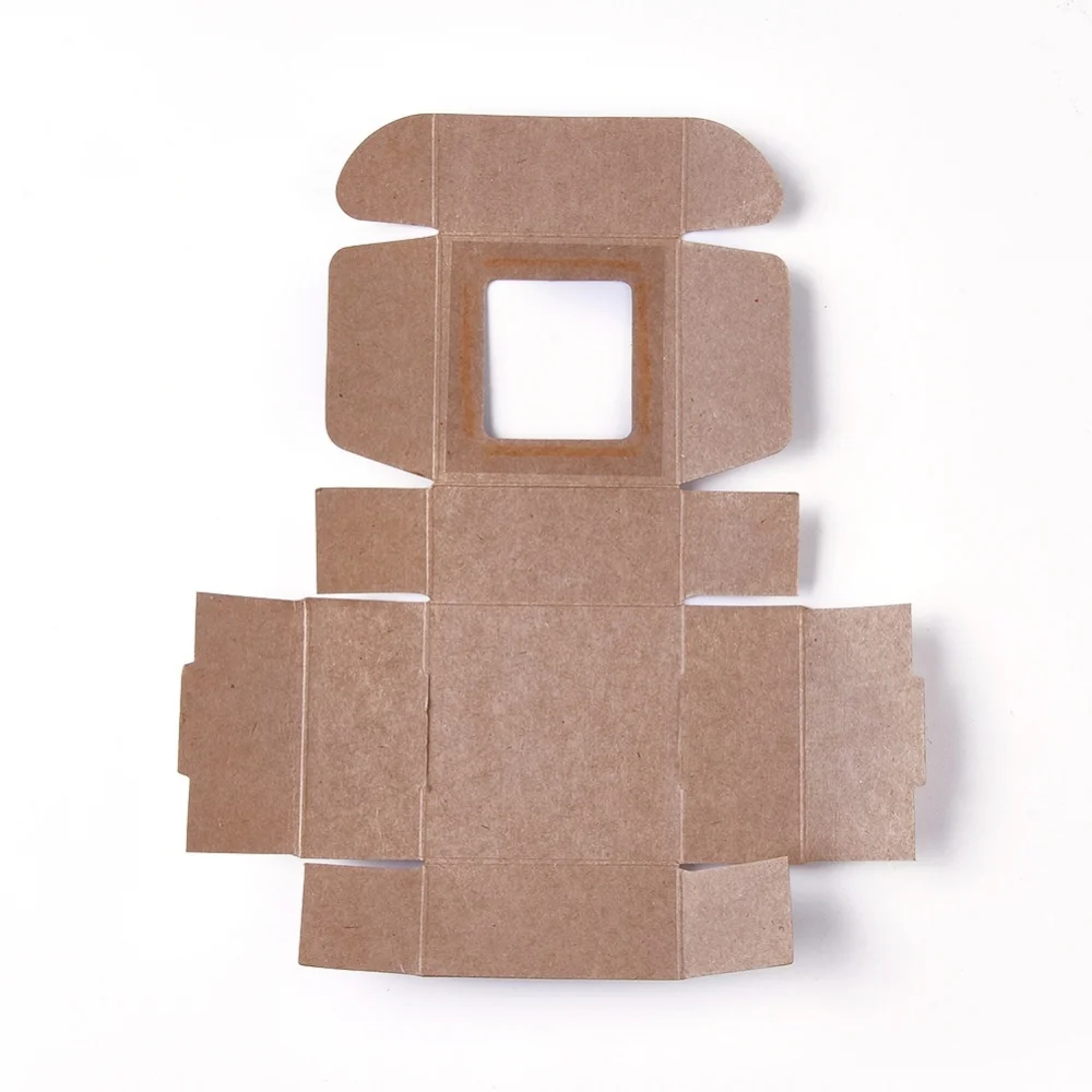 30Pcs Kraft Paper Boxes Square Foldable PVC Window Storage Container for Wedding Christmas Gift Packaging Decoration Supplies