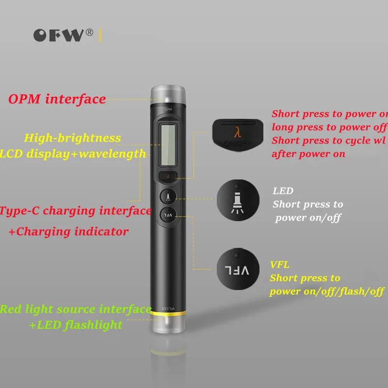OFW Mini 3-в-1 оптический измеритель мощности визуальный локатор неисправностей OPM LED