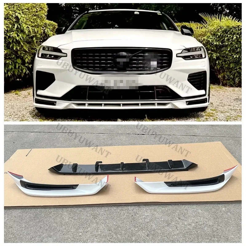 Комплект из 3 накладок на передний бампер и защиту багажника для Volvo NEW S60 V60 (только для версии SPORT) 2020-2025, автомобильный стайлинг, полиуретан, неокрашенный (art.: 3920d9fa1a810) - 3920d9fa1a810