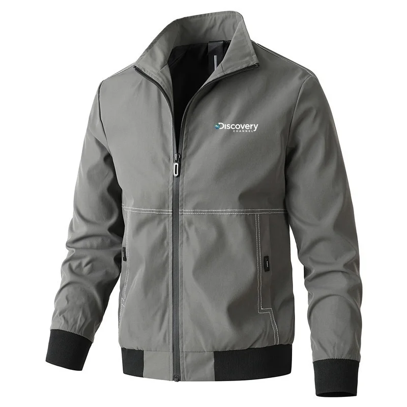 

New Spring Autumn Discovery Channel Men Bomber Jackets Business Casual Streetwear Male Coats Simple Windbreaker Zipper Coat