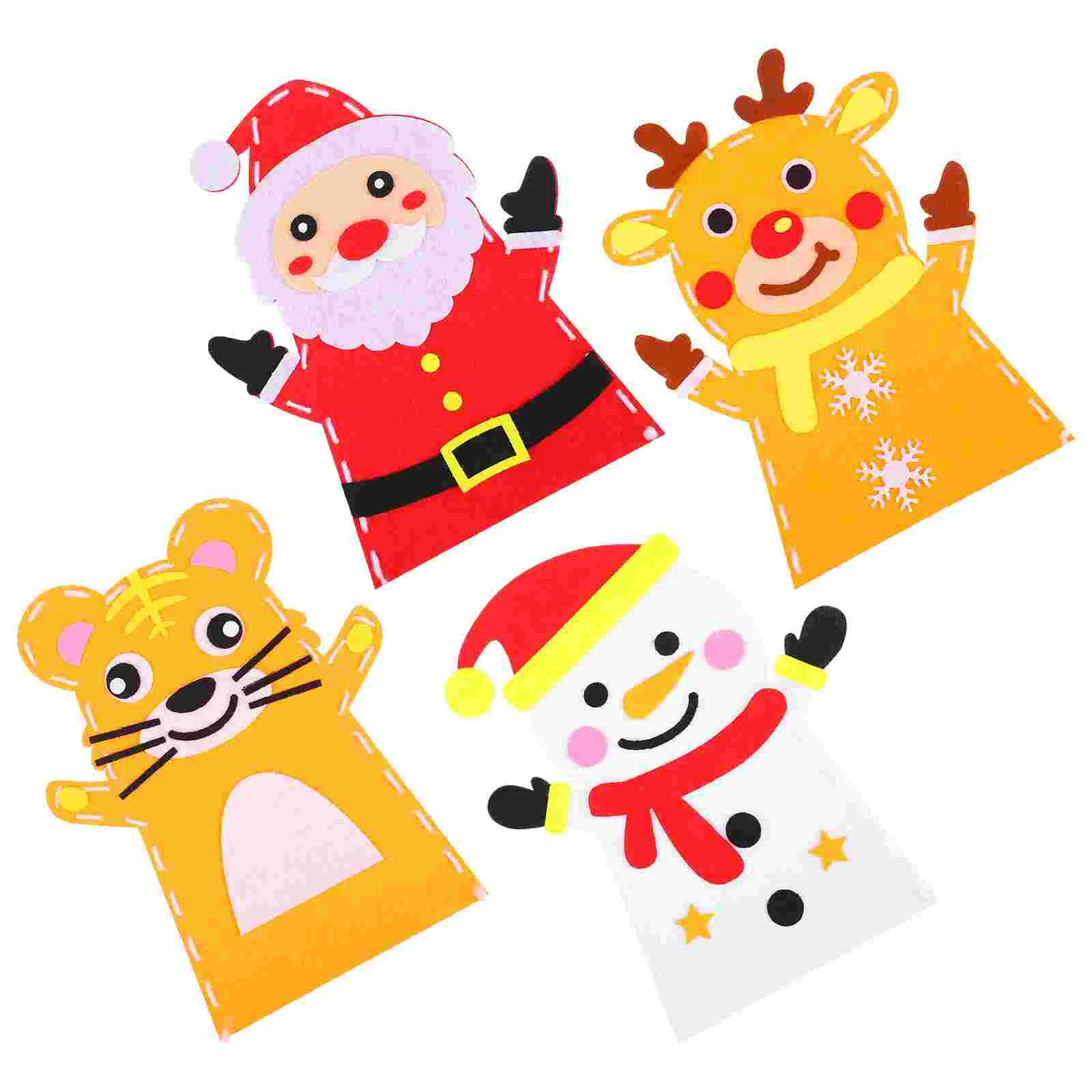 

4 Packs Hand Puppets Nice Good Safe DIY Tool Xmas Crafts for Xmas Kids
