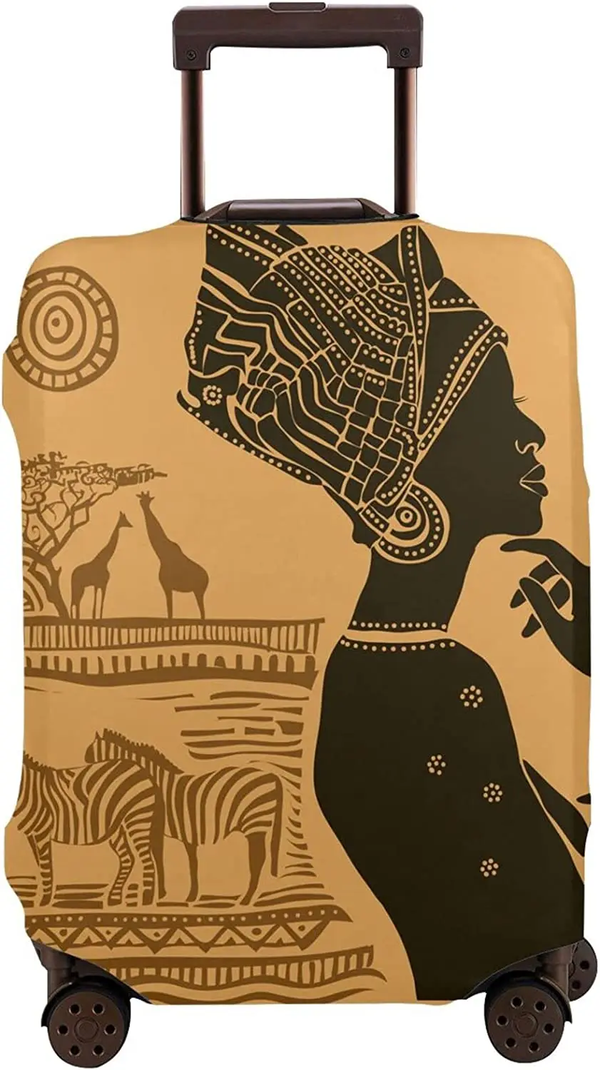 Printed Luggage Cover Black African Woman Thickened Elastic 