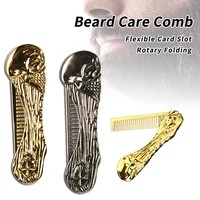 hot sale stainless steel folding beard comb hair mustaches comb vintage oil head pocket size comb hair styling tool