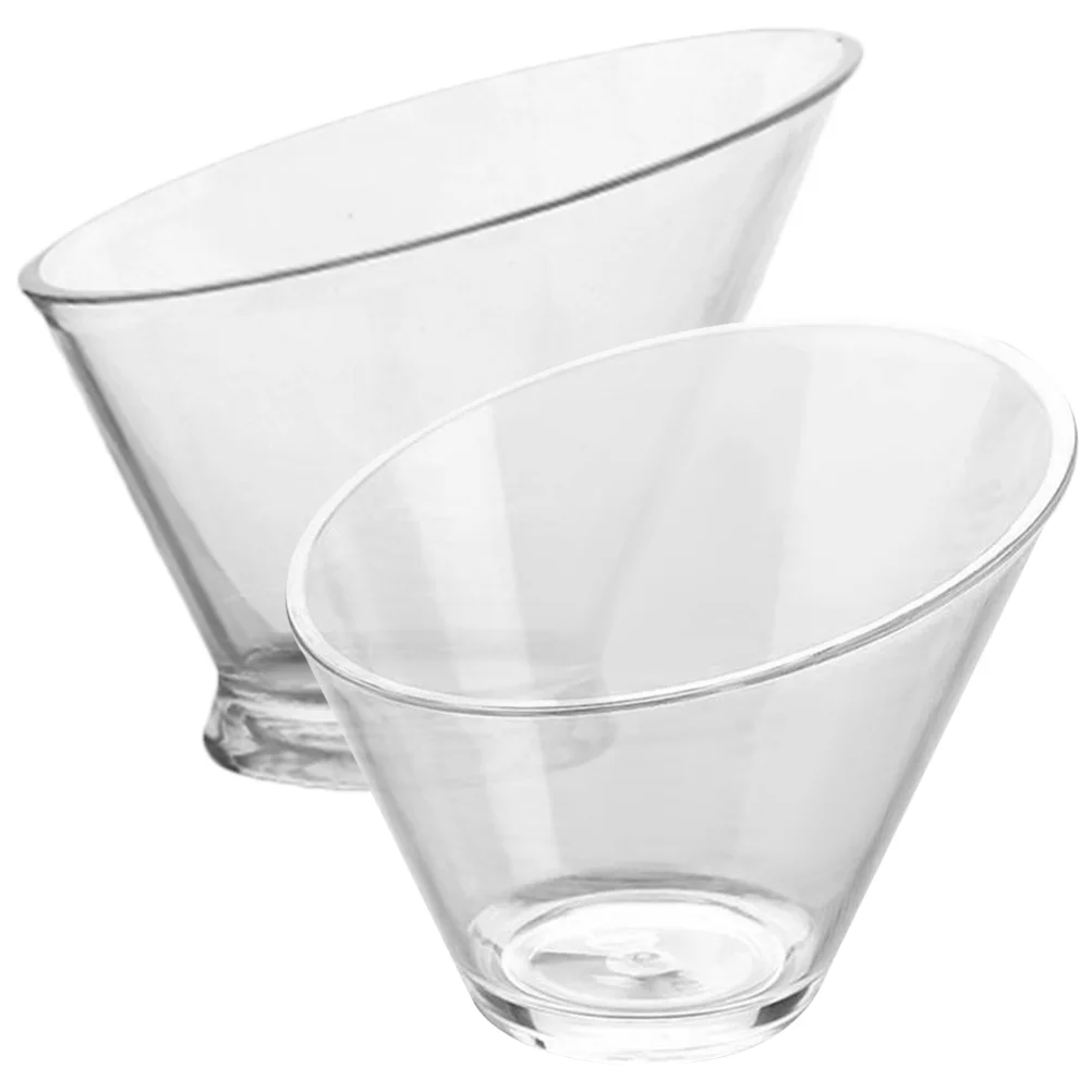 

2pcs Clear Salad Bowls Oblique Angled Bowls Party Dessert Bowls Snack Bowls Fruit Bowl