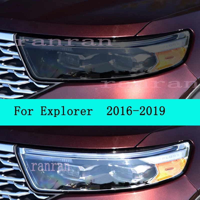 

2 шт., защитная пленка для автомобильных фар, дымчатый черный оттенок, виниловая прозрачная наклейка из ТПУ для Ford Explorer 2016 -2019 2020-On