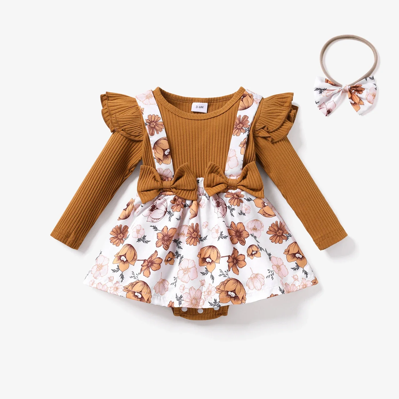 Детский комбинезон с цветочным принтом и длинными рукавами 2 шт