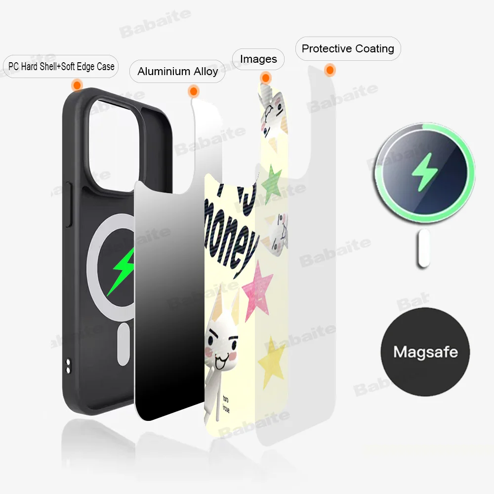 ute etui magnetyczne na telefon T-Toro Inoue Cat do iPhoneɺ 14 13 12 11 15 Pro Max Plus Mini bezprzewodowego ładowania Magsafe