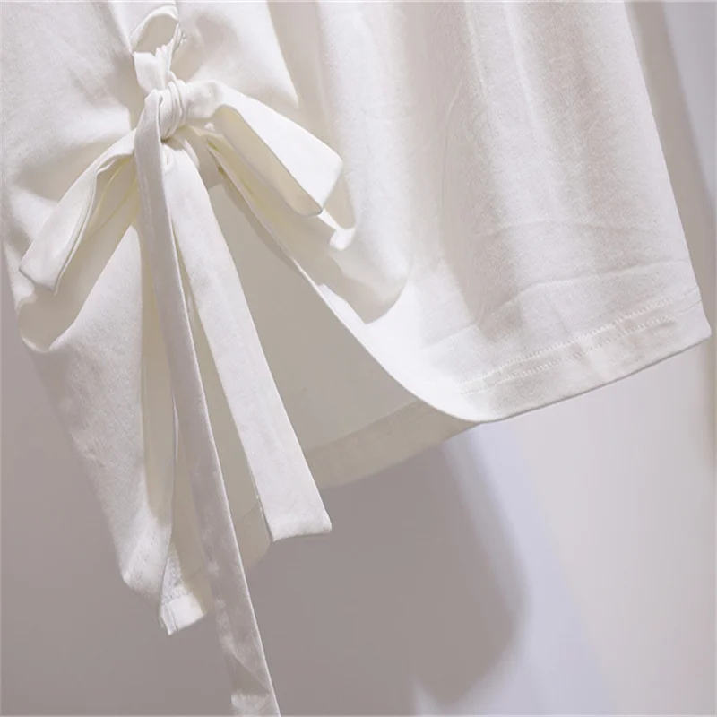 

Модная и Элегантная блузка с бантом, топы из чистого хлопка свободного покроя, тонкие и повседневные