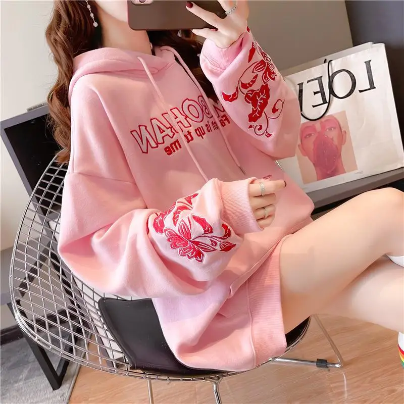 

Autumn 2023 Chinese Thin Hooded Sweater Women'S New China-Chic Loose Fried Street Top Hooded Sweater Coat