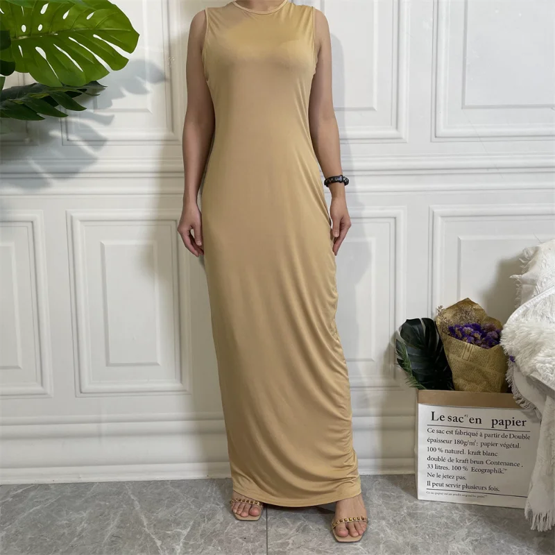 

Sexy Arab Women Muslim for Women Solid Maxi Dress Middle East Dubai Casual Kaftan Islamic Clothing Femme Lining Vestido فساتين