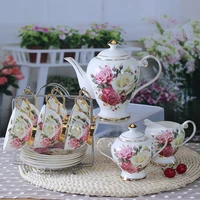 15piece set delicate bone china coffee cup set european vintage tea cuptea kettle coffee teapot and tea cup and saucer set