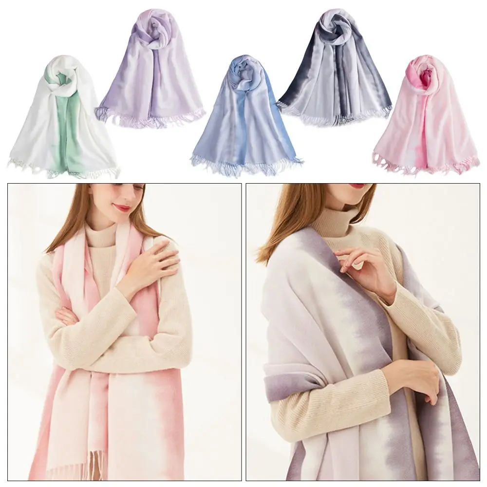 

200*70cm Fashion Winter Luxury Tassel Wool Shawl Cashmere Scarf Thick Warm Wrap Bandana