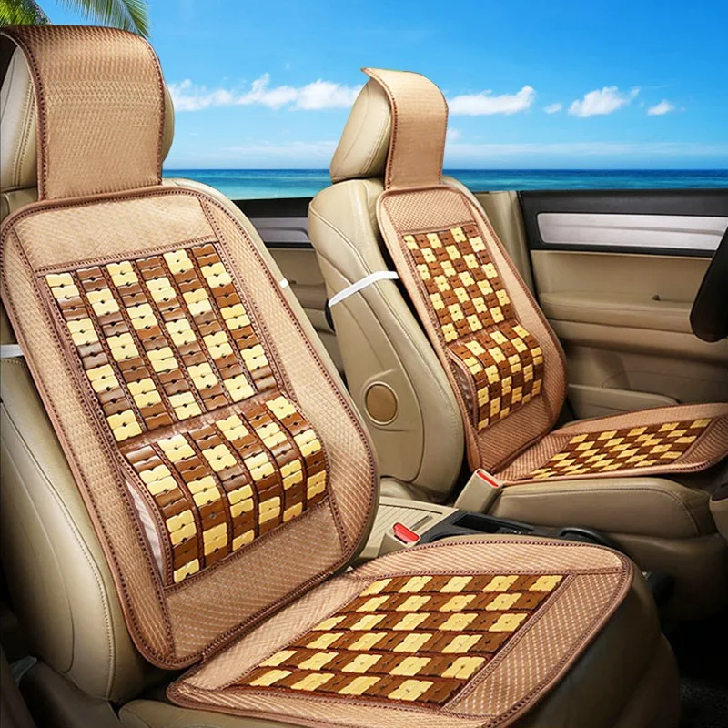 

Bamboo Car Seat Mat and Back Support Cool Car Seat Covers Reduces Fatigue Seat Cushions for Truck or Your Office Chair