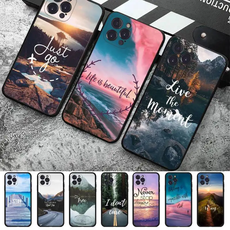 

FHNBLJ Travel Forest Mountain Sea Beach Phone Case For iPhone 14 11 12 13 Mini Pro XS Max Cover 6 7 8 Plus X XR SE Funda Shell