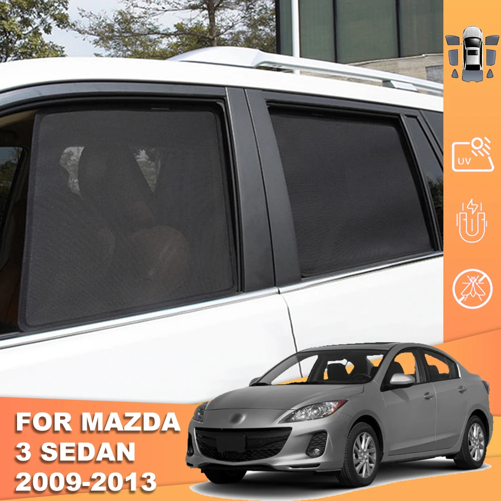 Фото Для Mazda 3 Sedan Mk2 2010-2013 магнитный автомобильный солнцезащитный козырек переднее лобовое стекло занавеска задняя боковая детская сетка солнцезащитный козырек №1