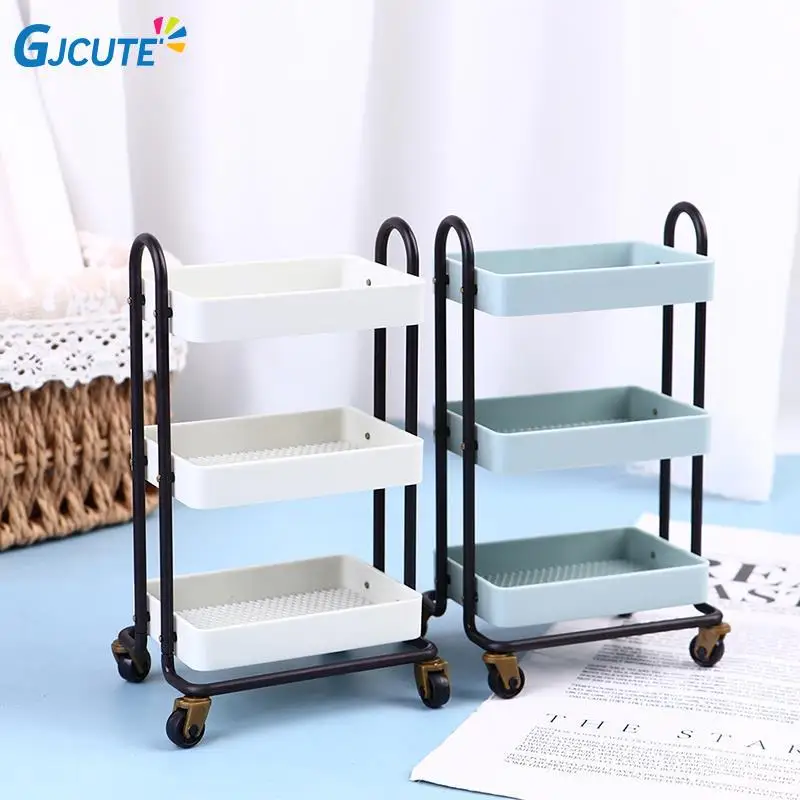 

Dollhouse Miniature Furniture Shelf Bookshelf with Wheels Storage Display Rack Dollhouse Furniture Accessories Metal 1:12