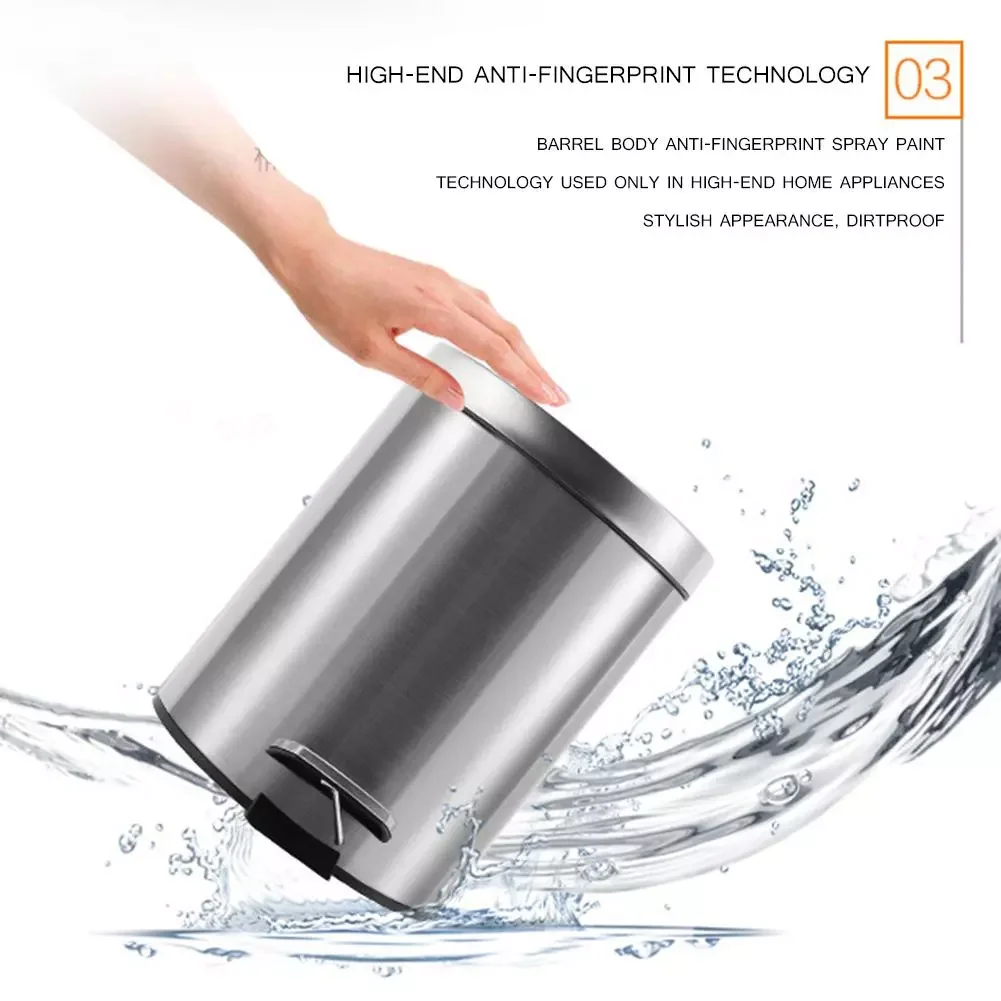 

NEW IN 3L/5L/7L/12L Rubbish Bin 410 stainless steel Step Trash Can Wastebasket Garbage Container Bin Dust Bin with Lid for Bathr