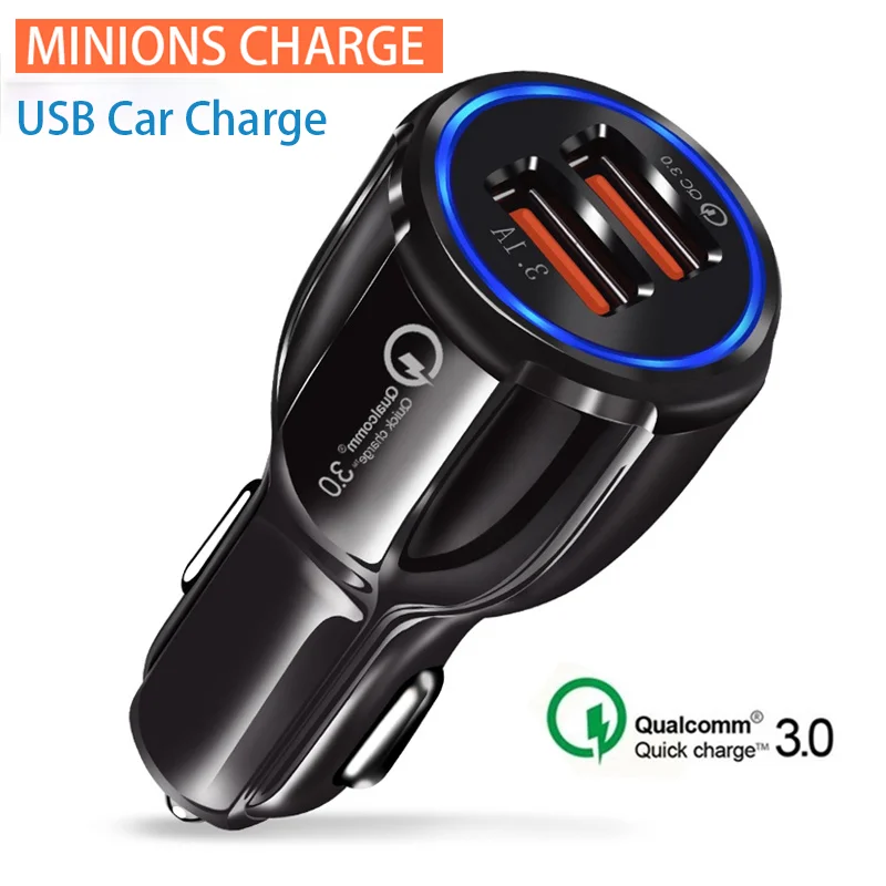 30W Quick Charge 3.0 Dual USB Car Charger 5V6A Turbo Fast Car Charging Mobile Phone Charger For iPhone Xiaomi Sumsang Adapter