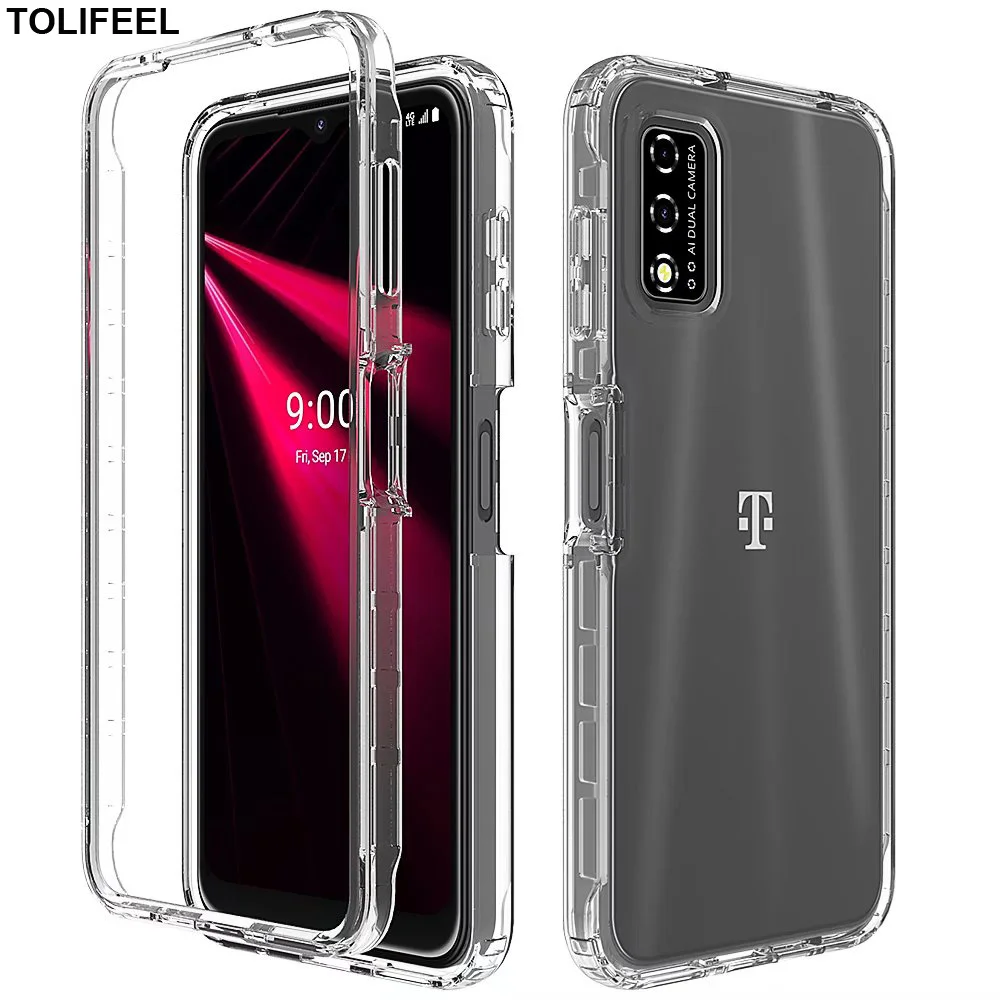 Shockproof Clear Case For T-Mobile REVVL V+ 5G Hard PC +Soft Silicone Transparent Back Phone Cover For Revvl V 4G V+ 5G Coque