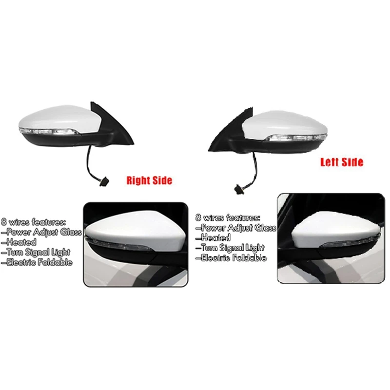

Side Rear View Mirror Assembly Power Glass Heated Turn Signal Foldable 8 Wires for JETTA 2011-2018