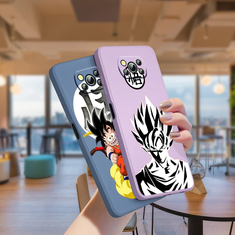

Dragon Ball Goku Art For Xiaomi Poco X3 NFC F3 GT X2 M3 M2 Redmi 9A Note 10S 10 9 Pro Liquid Silicone TPU Rope Phone Case