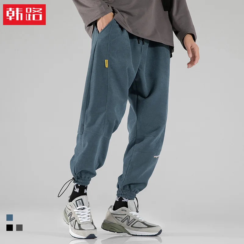 

Мужская одежда Hanlu в японском стиле, новинка осень-зима 2022, стильные свободные брюки с завязкой на щиколотке и принтом